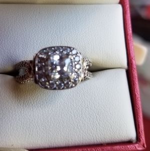 Sterling silver, white topaz and zirconia ring